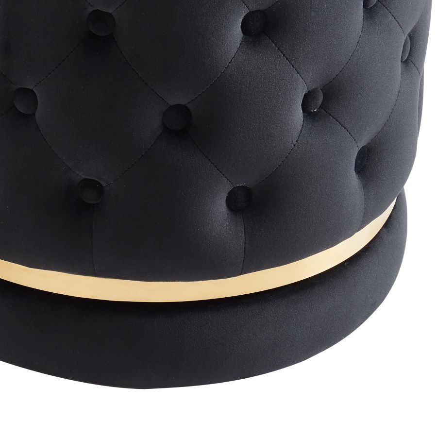 Pouf rond Delilah en noir/or