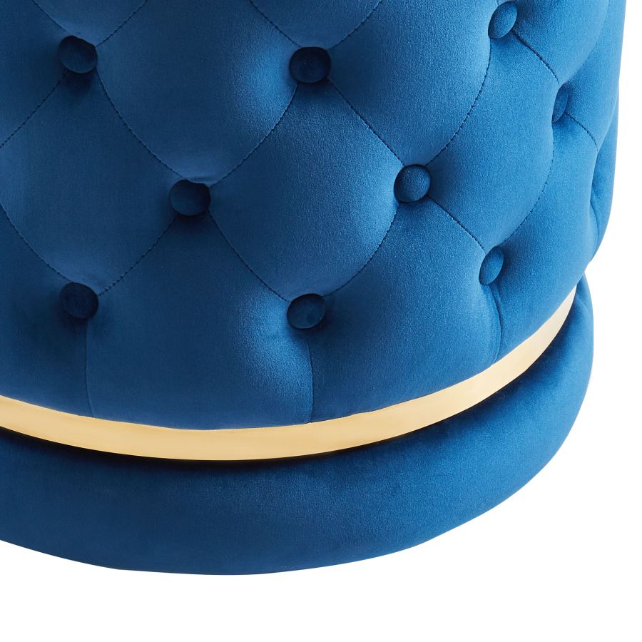 Pouf rond Delilah en bleu/or