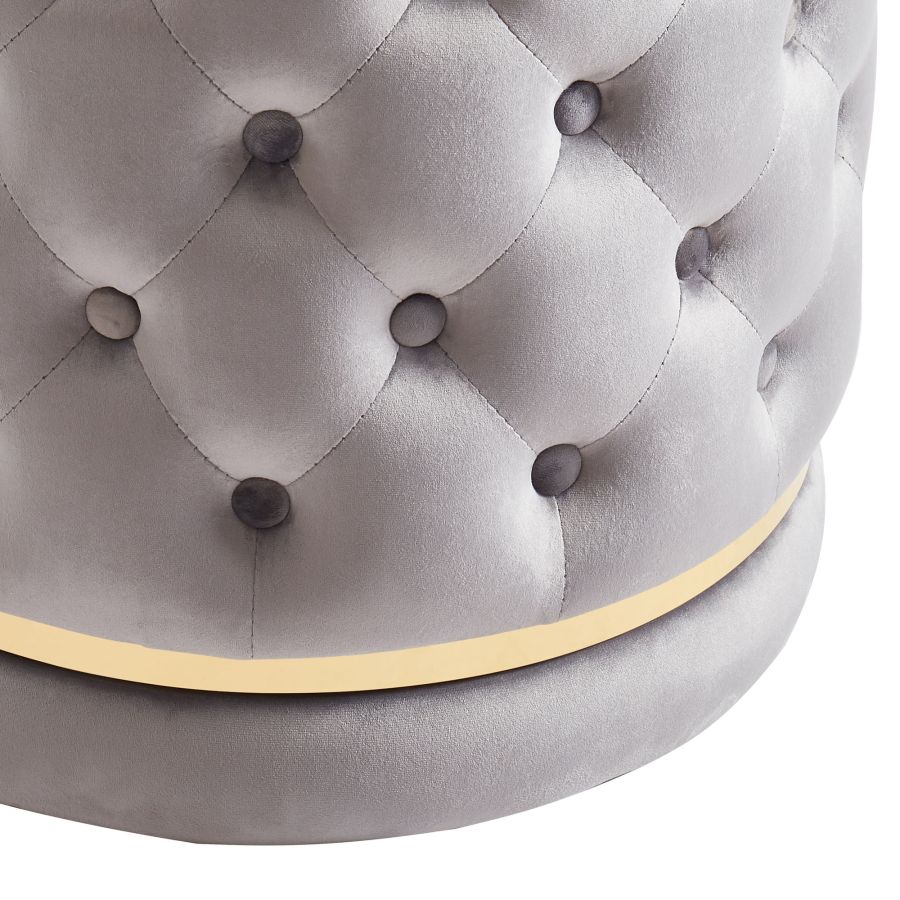 Pouf rond Delilah en gris/or