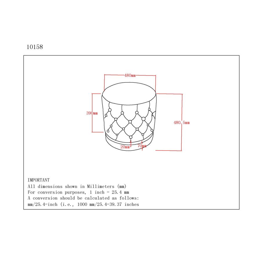 Pouf rond Delilah en gris/or