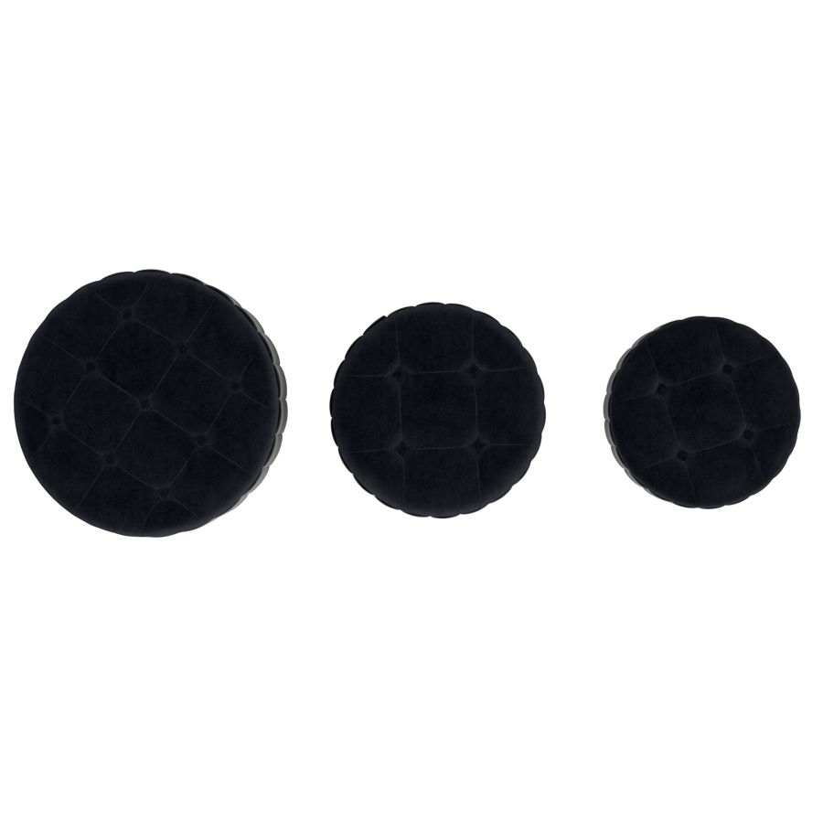 Ensemble de 3 poufs de rangement Tobi en noir et or