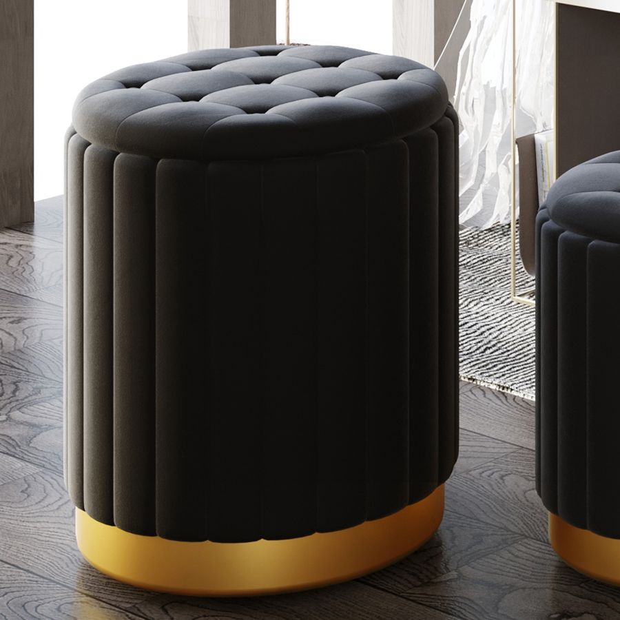 Ensemble de 3 poufs de rangement Tobi en noir et or