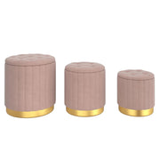 Ensemble de 3 poufs de rangement Tobi en blush et or