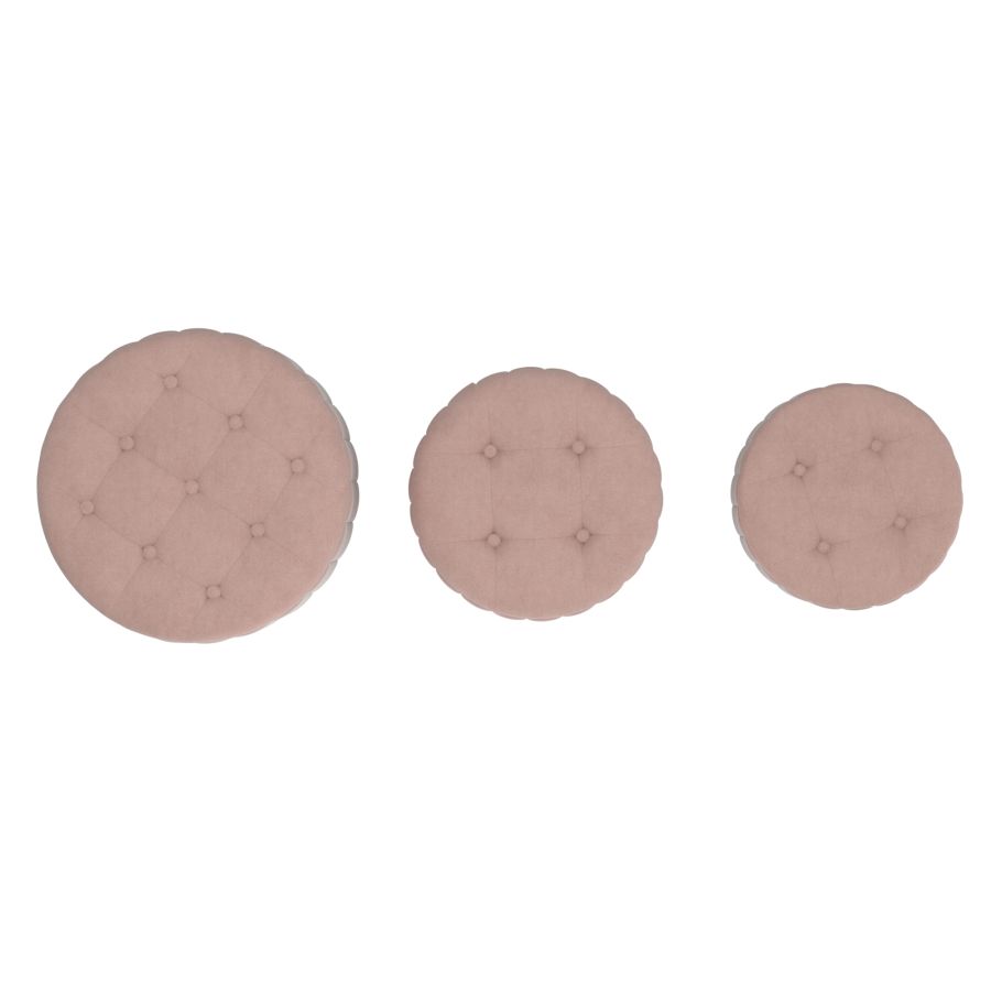 Ensemble de 3 poufs de rangement Tobi en blush et or