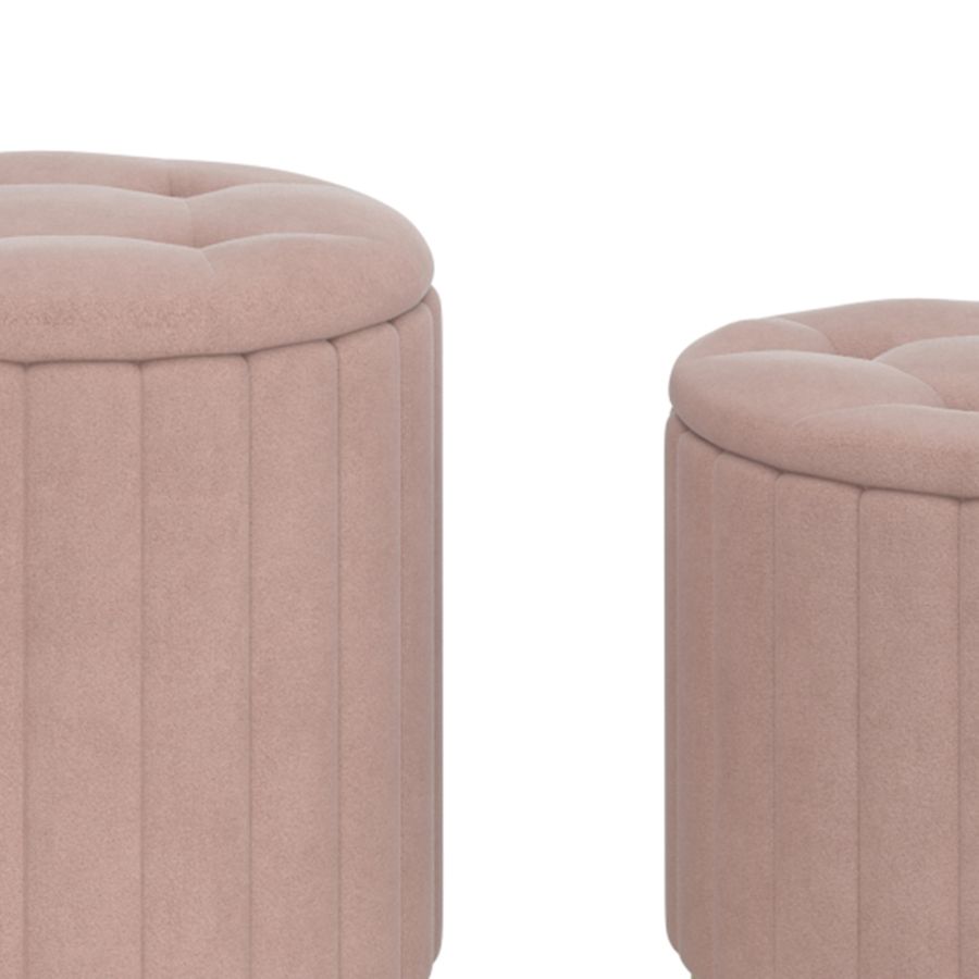 Ensemble de 3 poufs de rangement Tobi en blush et or