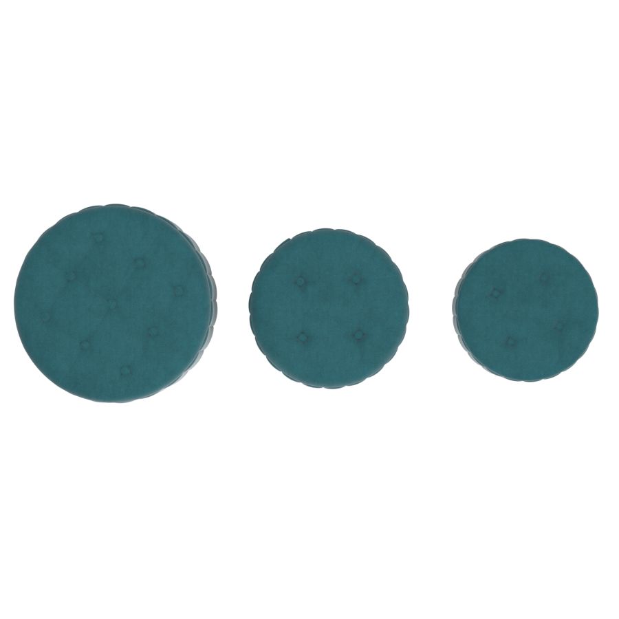 Ensemble de 3 poufs de rangement Tobi en bleu sarcelle et noir