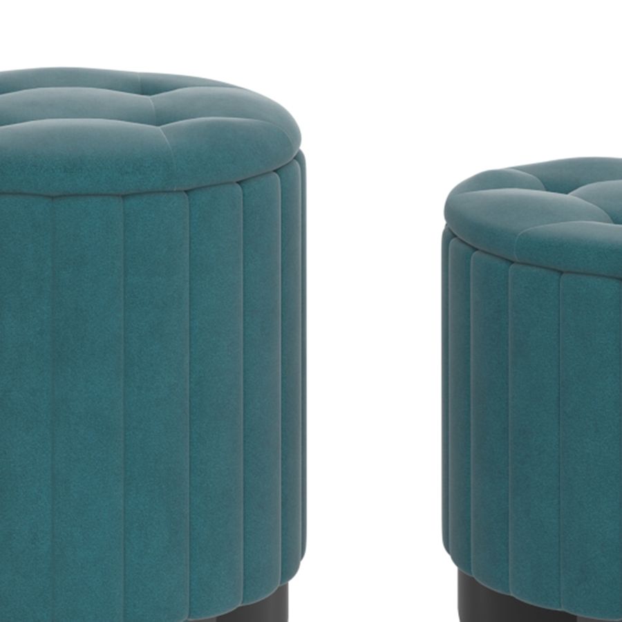 Ensemble de 3 poufs de rangement Tobi en bleu sarcelle et noir
