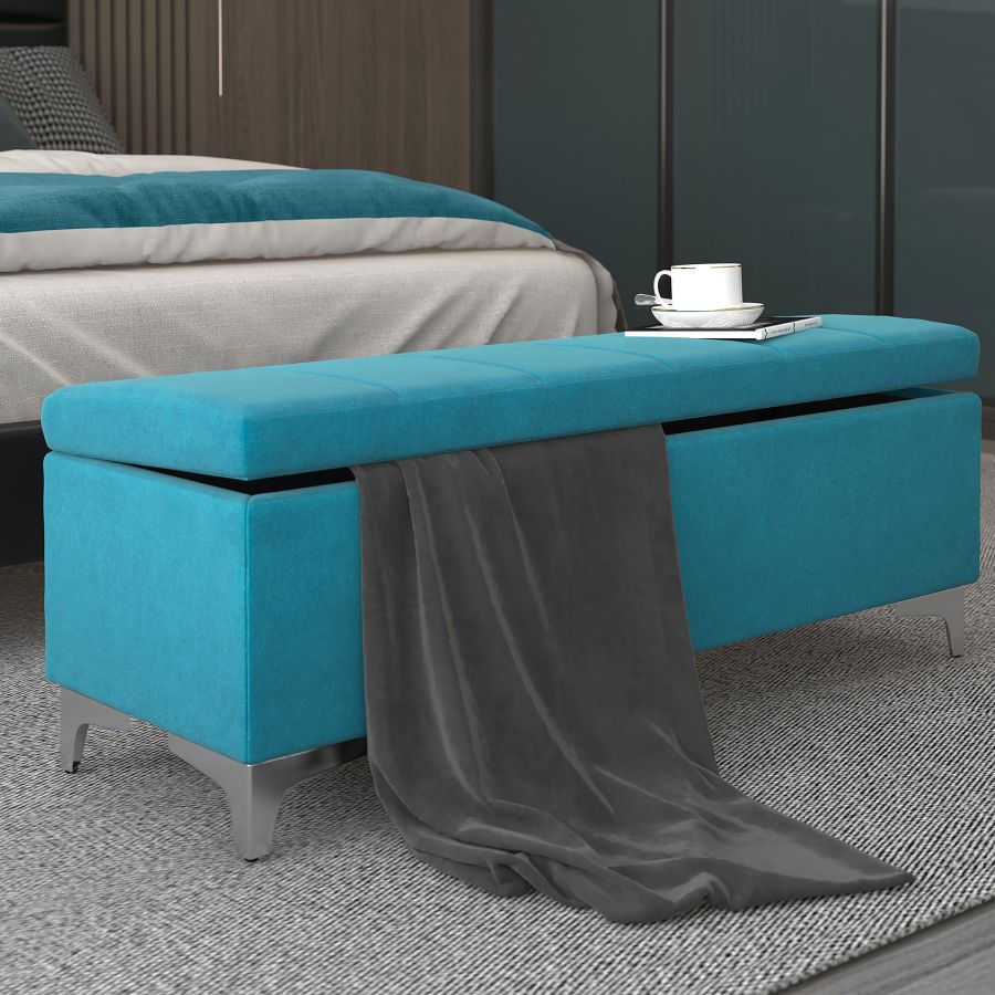 Pouf de rangement Ethel en Aqua
