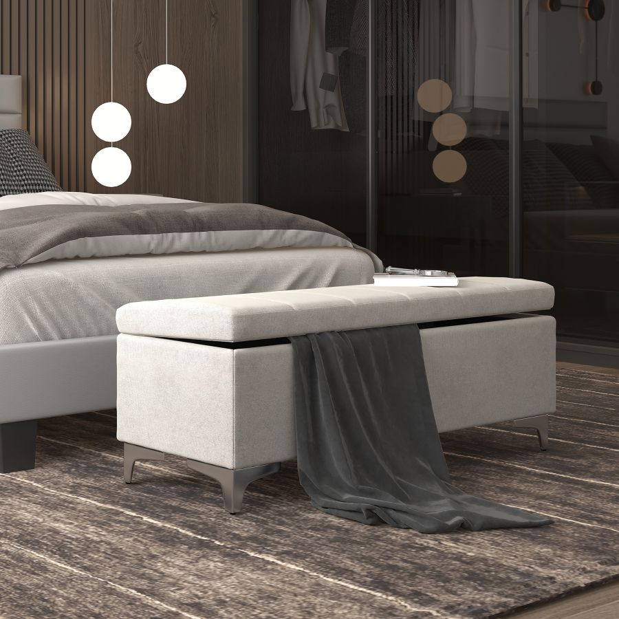 Pouf de rangement Ethel en gris