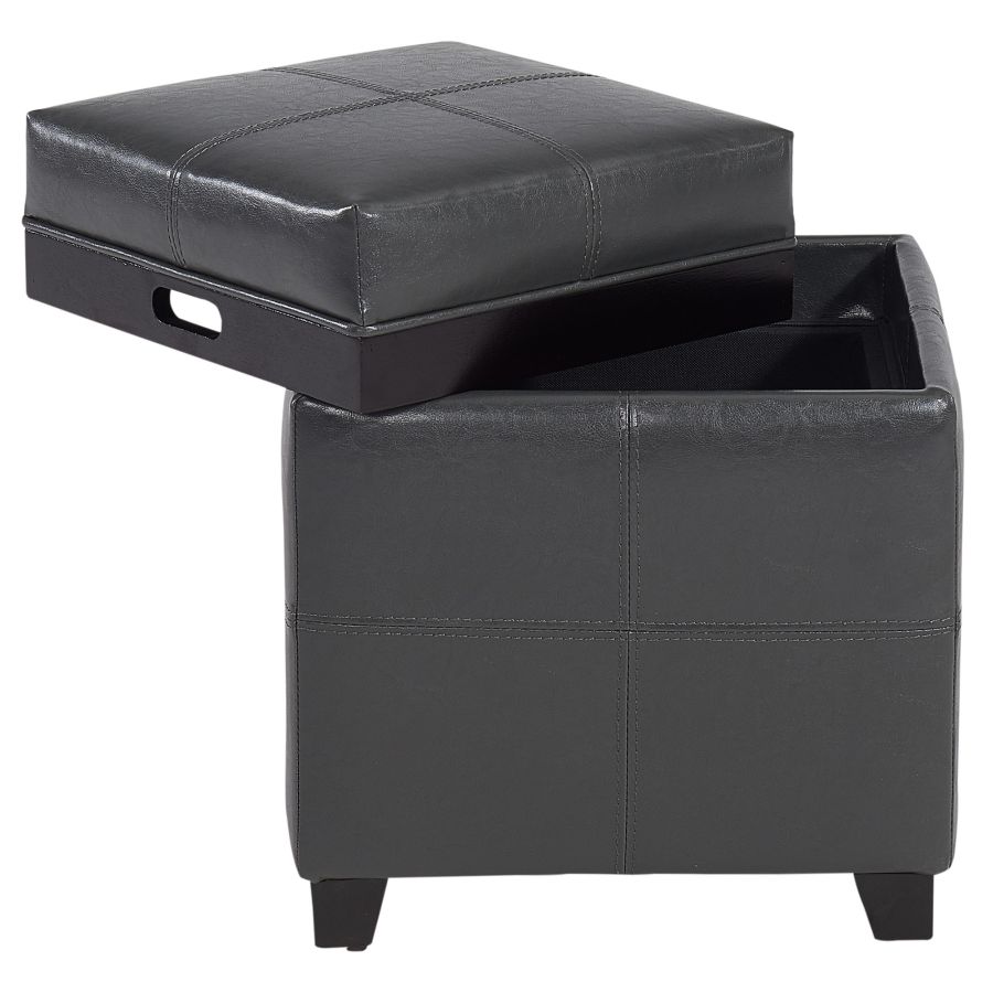 Pouf de rangement carré Anton II en gris