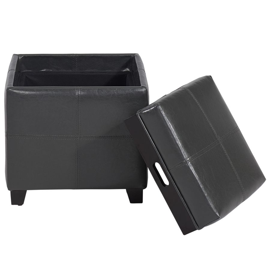 Pouf de rangement carré Anton II en gris