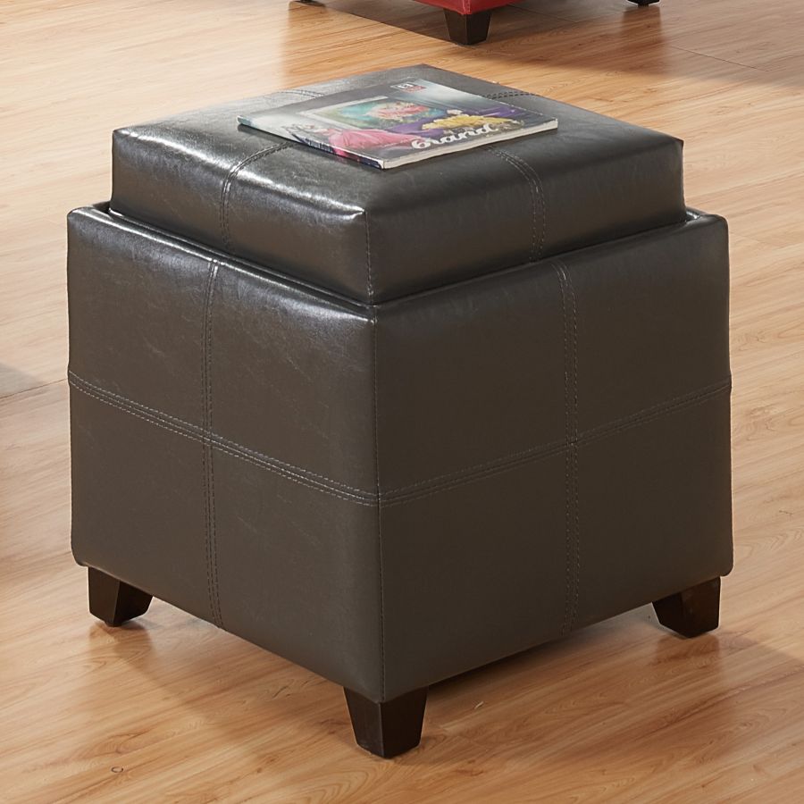 Pouf de rangement carré Anton II en gris