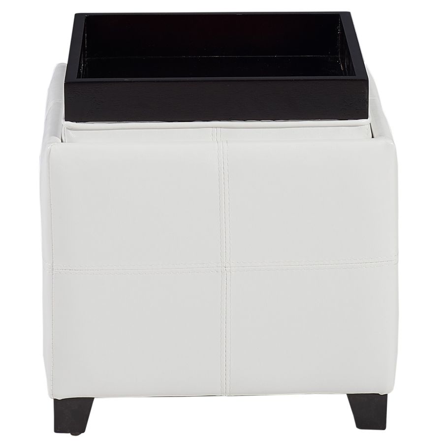 Pouf de rangement carré Anton II en blanc