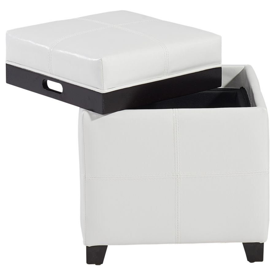 Pouf de rangement carré Anton II en blanc