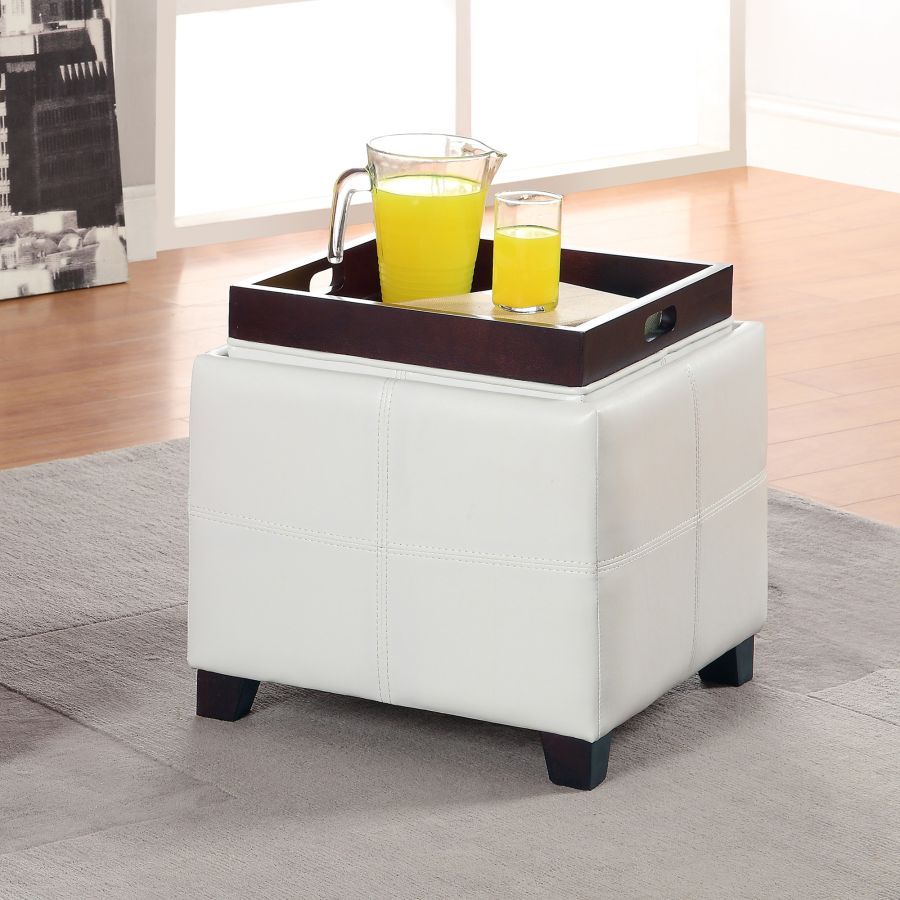 Pouf de rangement carré Anton II en blanc