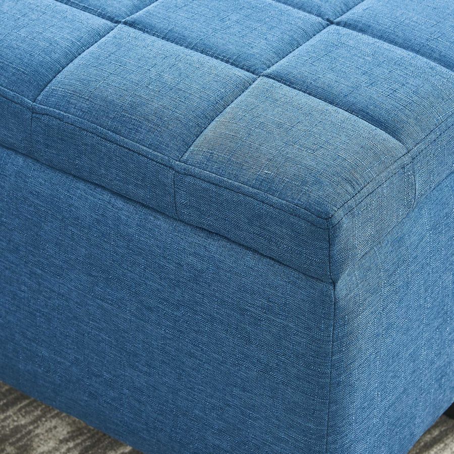 Pouf de rangement rectangulaire Lila en bleu