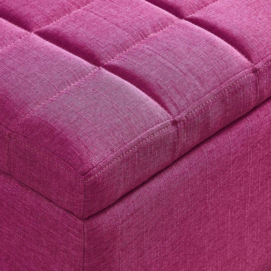 Pouf de rangement rectangulaire Lila en rose