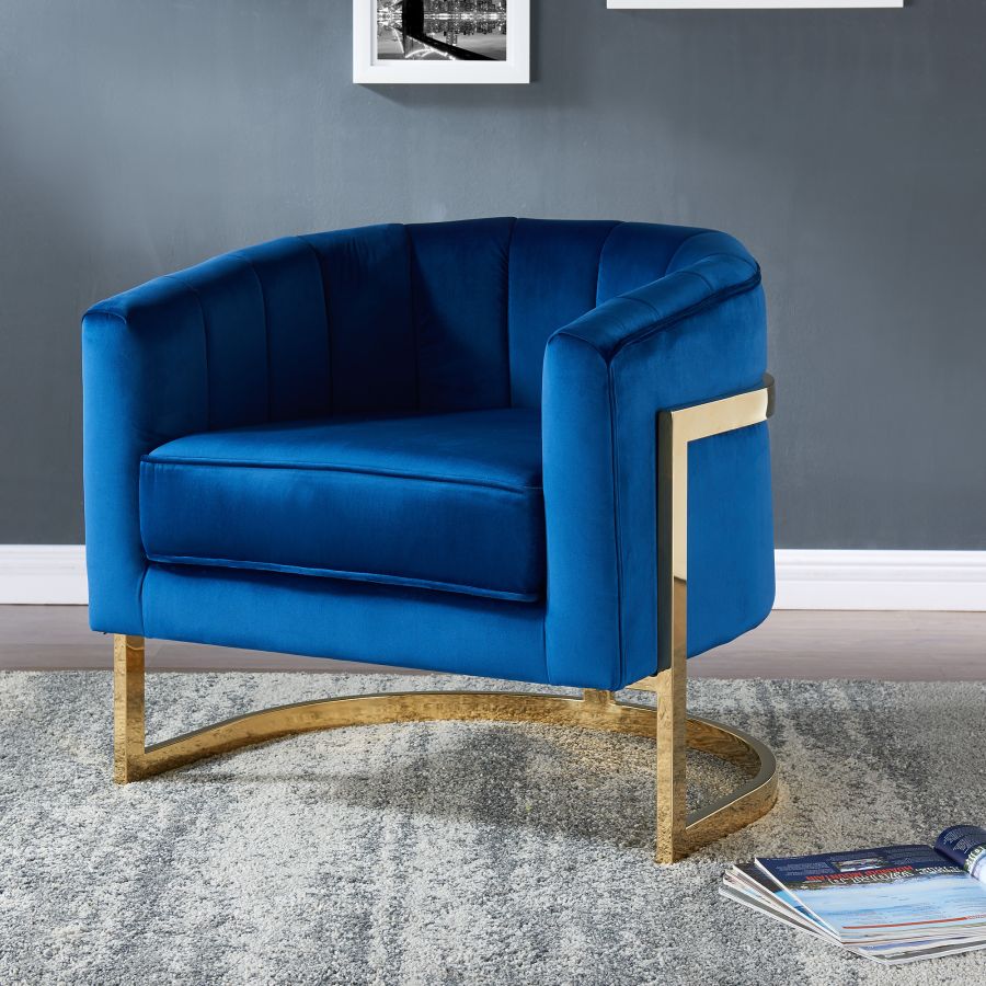 Chaise d'appoint Tarra en bleu/or