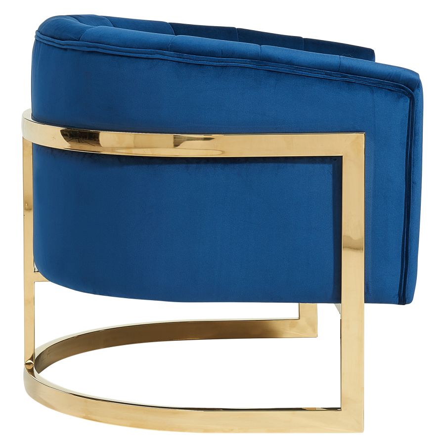 Chaise d'appoint Tarra en bleu/or