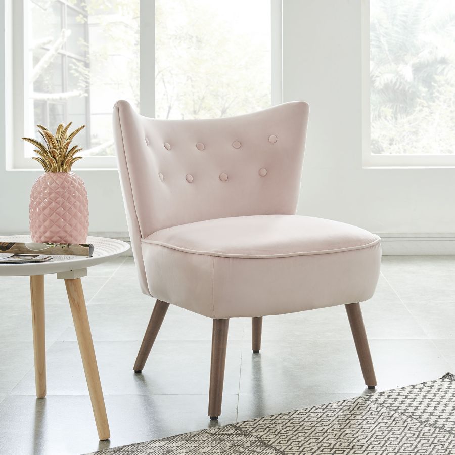Chaise d'appoint Elle en rose poudré