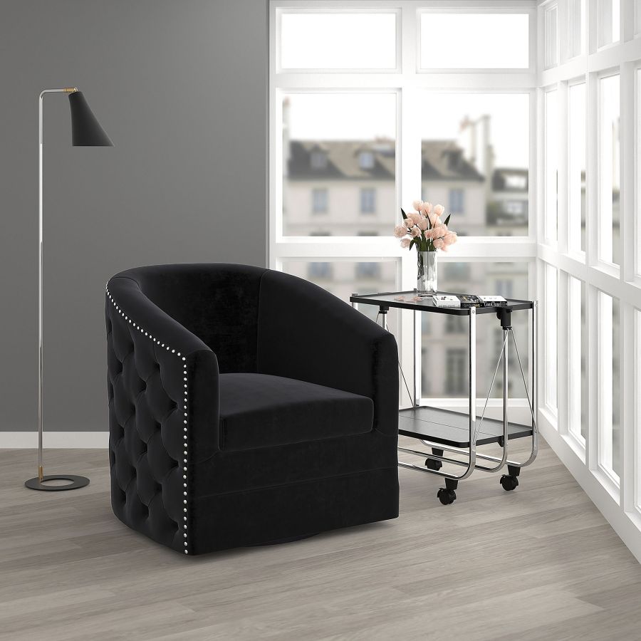 Chaise d'appoint pivotante Velci en noir
