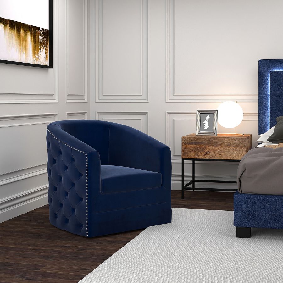 Chaise d'appoint pivotante Velci en bleu