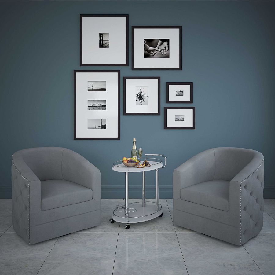 Chaise d'appoint pivotante Velci en gris