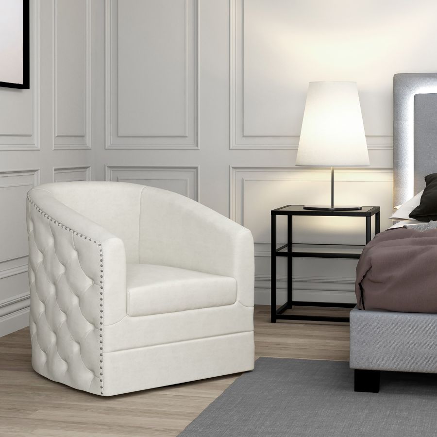 Chaise d'appoint pivotante Velci en ivoire