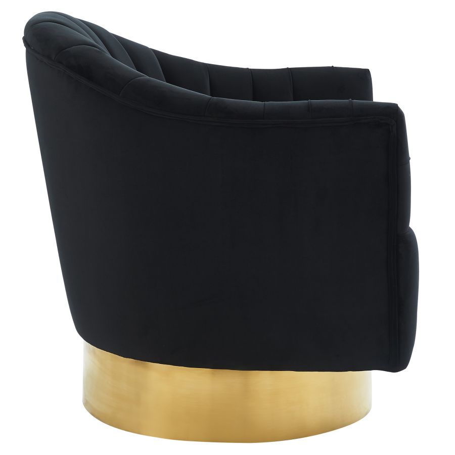 Chaise d'appoint pivotante Cortina en noir/or