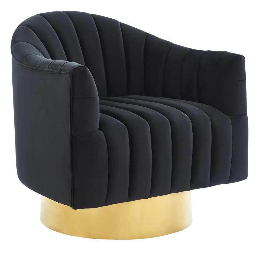 Chaise d'appoint pivotante Cortina en noir/or