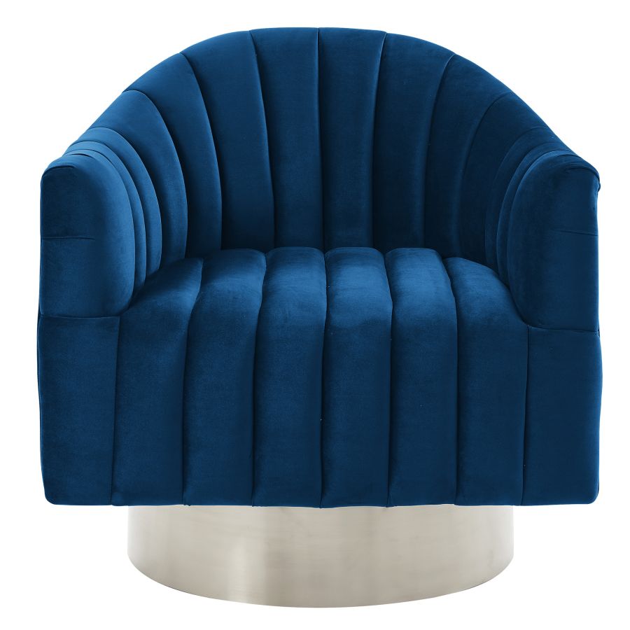 Chaise d'appoint pivotante Cortina en bleu/argent