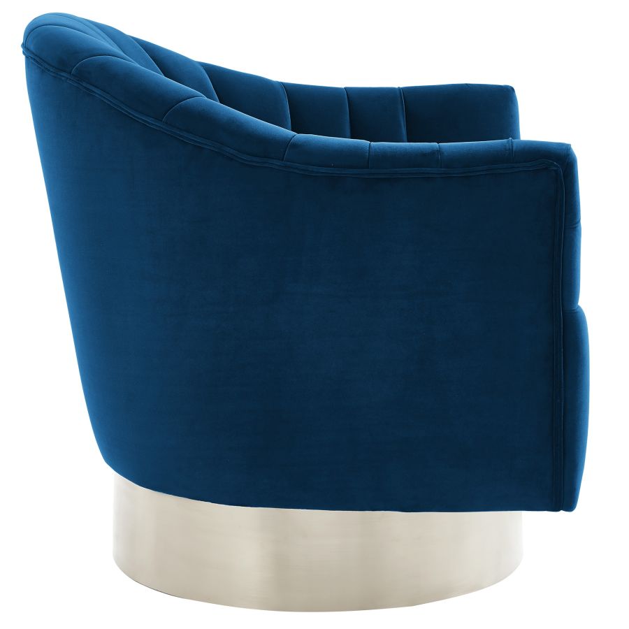 Chaise d'appoint pivotante Cortina en bleu/argent