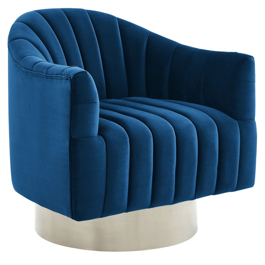 Chaise d'appoint pivotante Cortina en bleu/argent