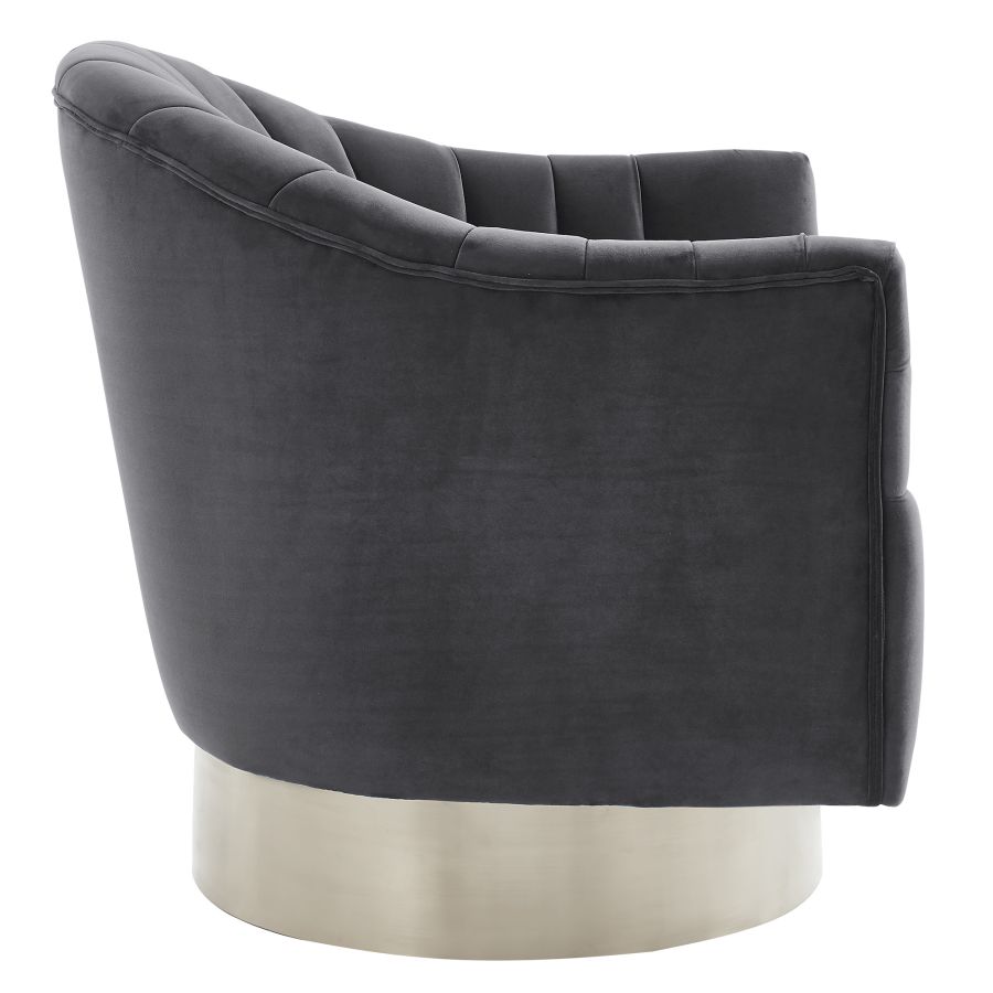 Chaise d'appoint pivotante Cortina en gris/argent