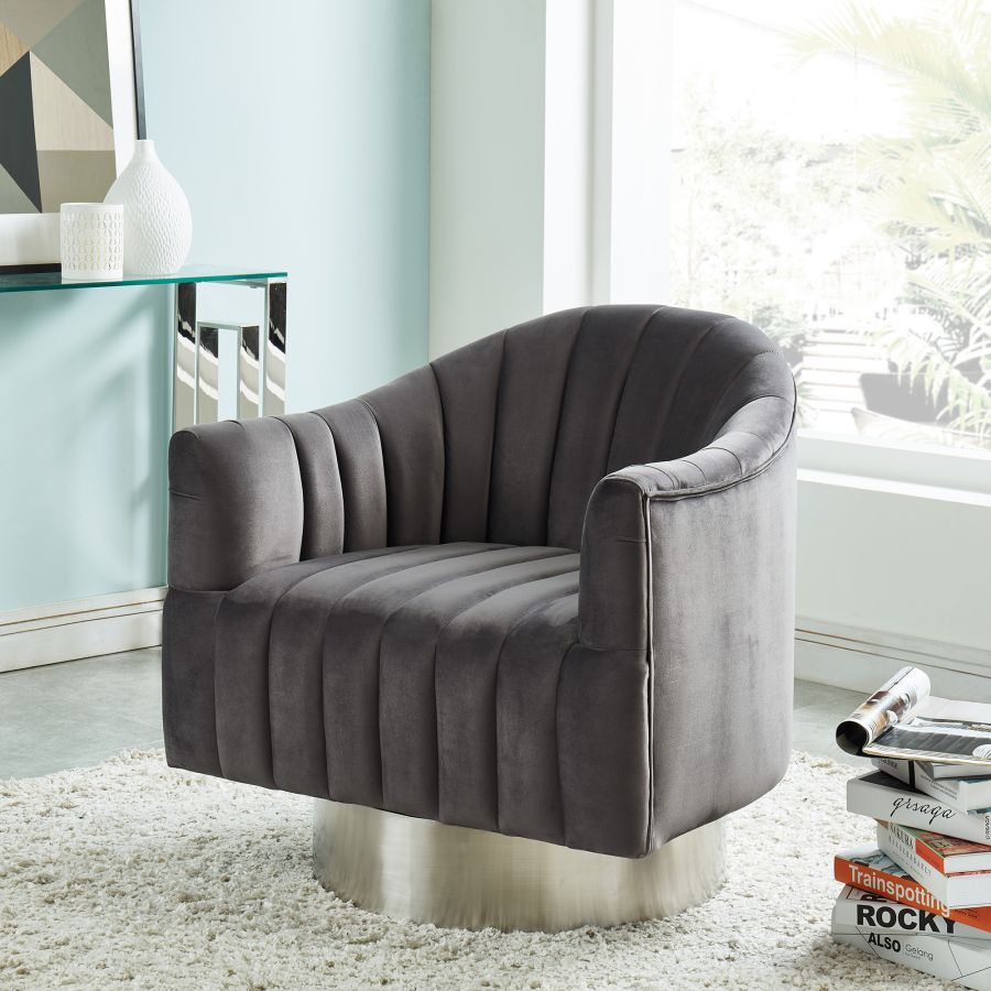 Chaise d'appoint pivotante Cortina en gris/argent