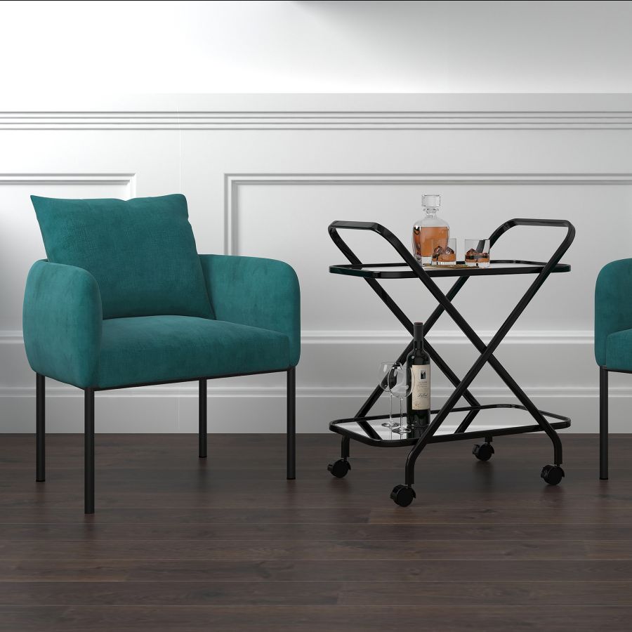 Chaise d'appoint Petrie en Aqua avec patte noire