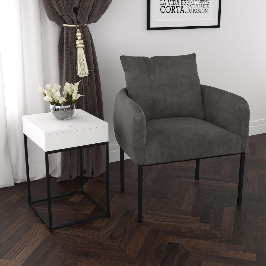 Chaise d'appoint Petrie en charbon de bois avec patte noire