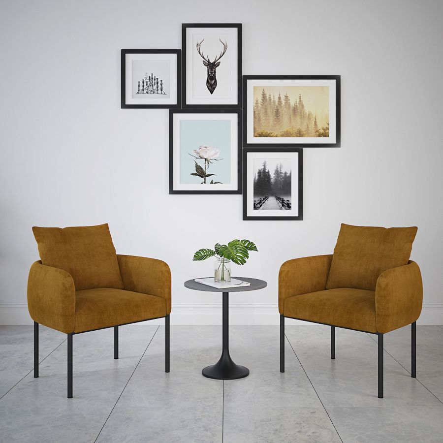 Chaise d'appoint Petrie en moutarde avec patte noire
