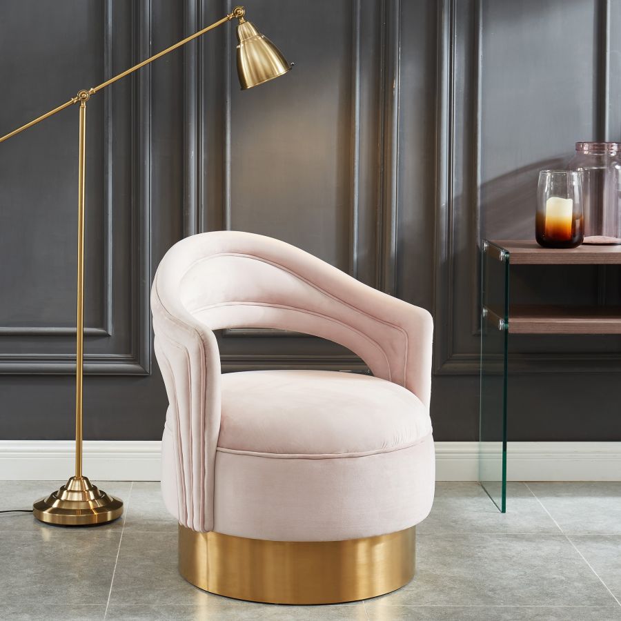 Chaise d'appoint Sloane en rose blush/or