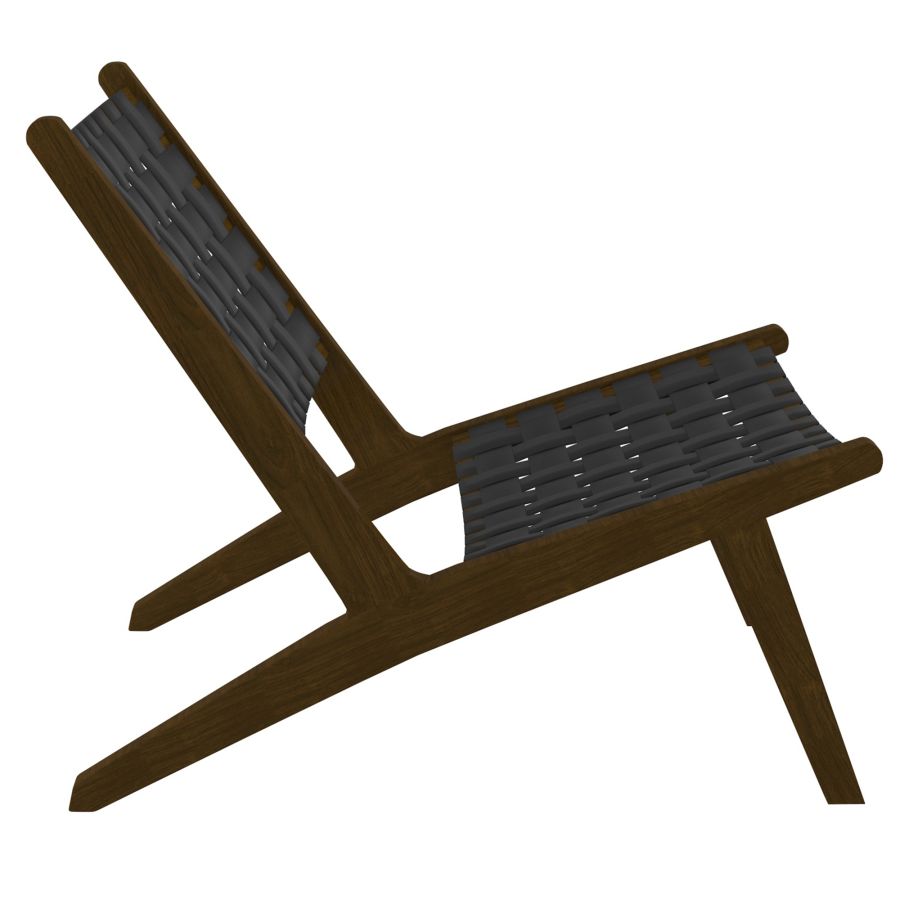 Chaise d'appoint Cyrus en gris avec cadre en noyer