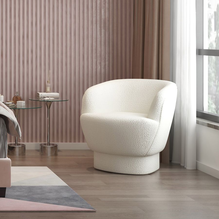 Chaise d'appoint Cuddle en blanc bouclé