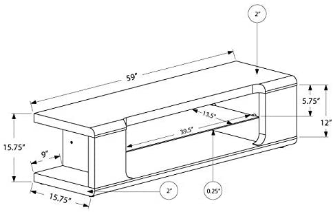 MEUBLE TV - 60"L / BLANC LUSTRE AVEC VERRE TREMPE