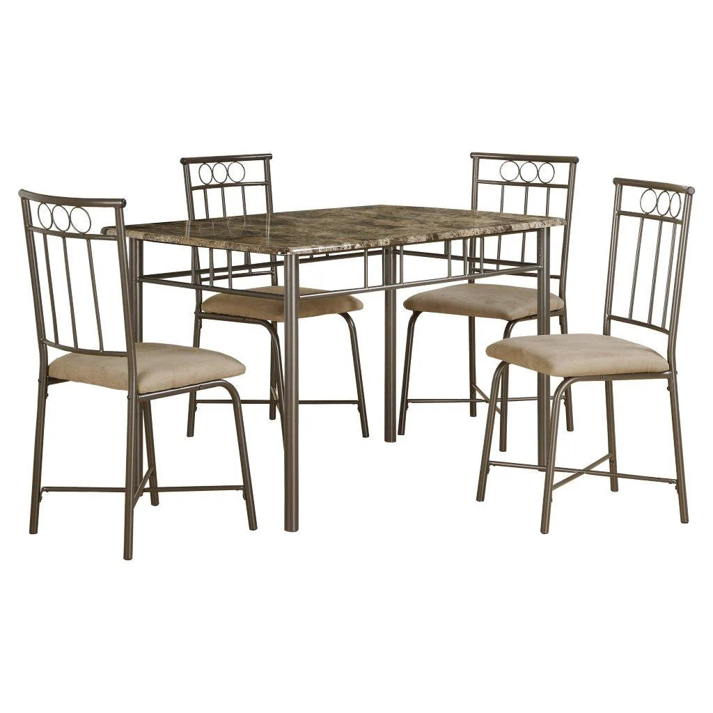 ENSEMBLE A DÎNER - ENSEMBLE 5PCS / MARBRE ESPRESSO / MÉTAL BRONZE 