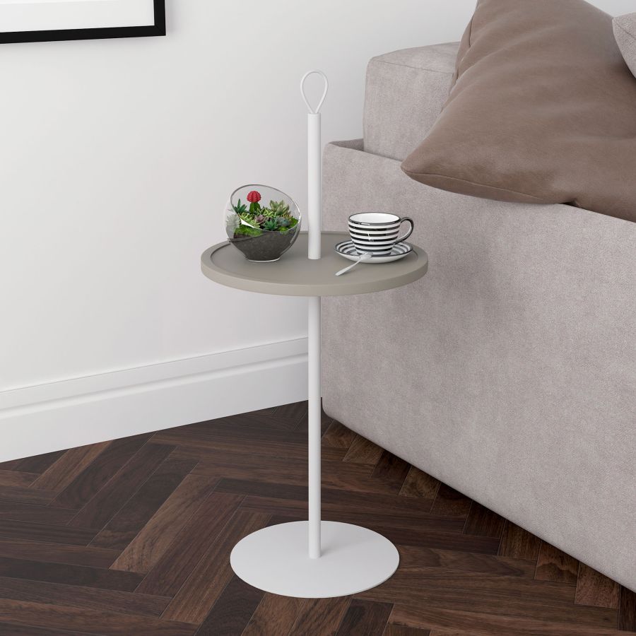 Table d'appoint Félix en taupe/blanc cassé