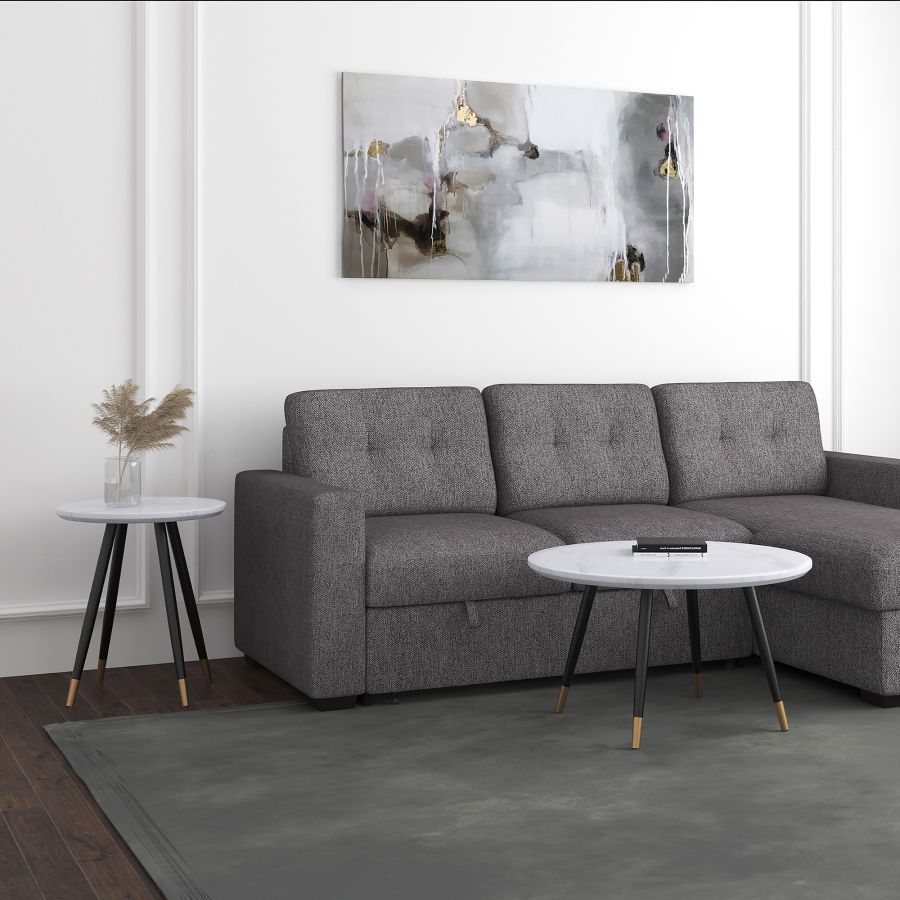 Table d'appoint ronde Emery en blanc