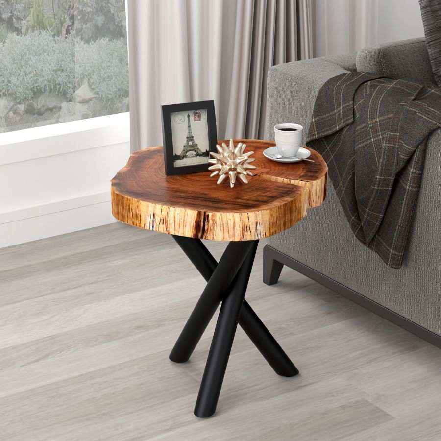 Table d'appoint Shlok en naturel/pieds noirs