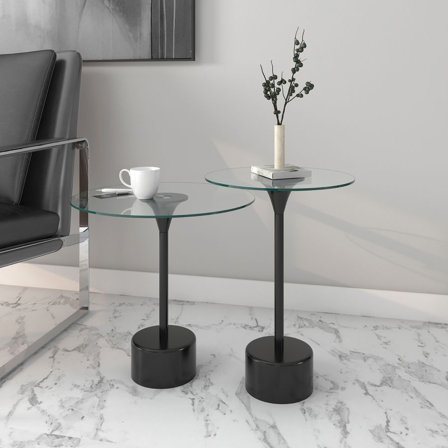 Ensemble de table d'appoint Tulipe 2 pièces en noir