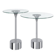 Ensemble de table d'appoint 2 pièces Tulipe en chrome