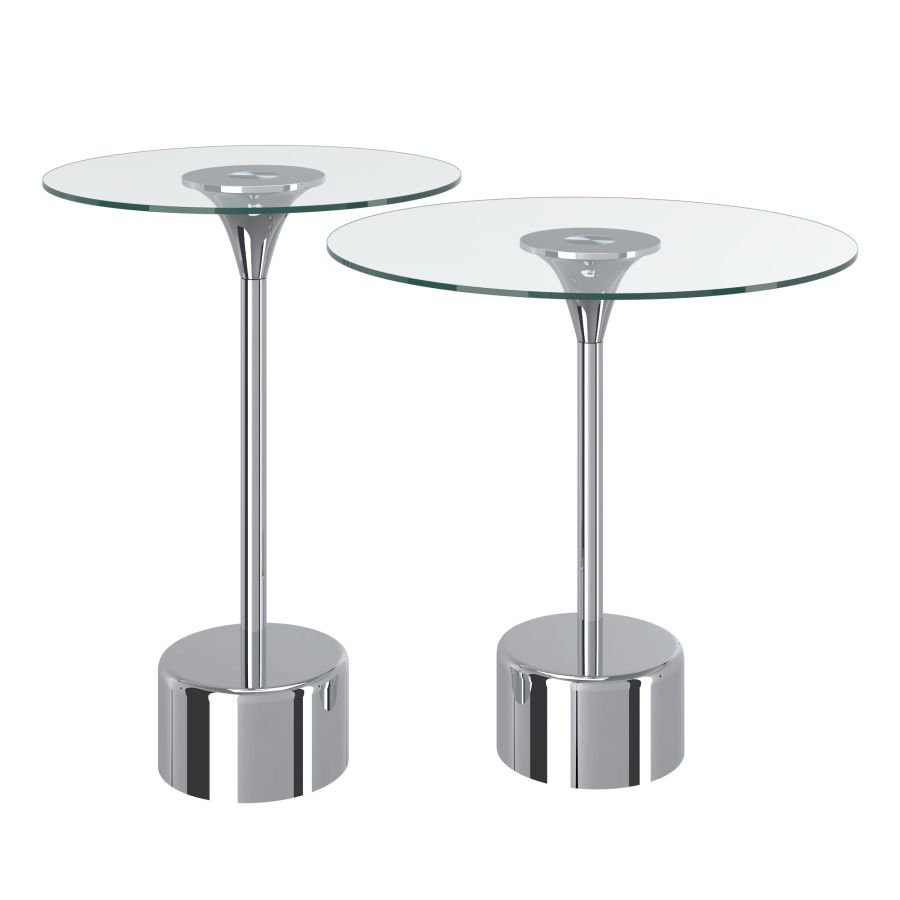 Ensemble de table d'appoint 2 pièces Tulipe en chrome