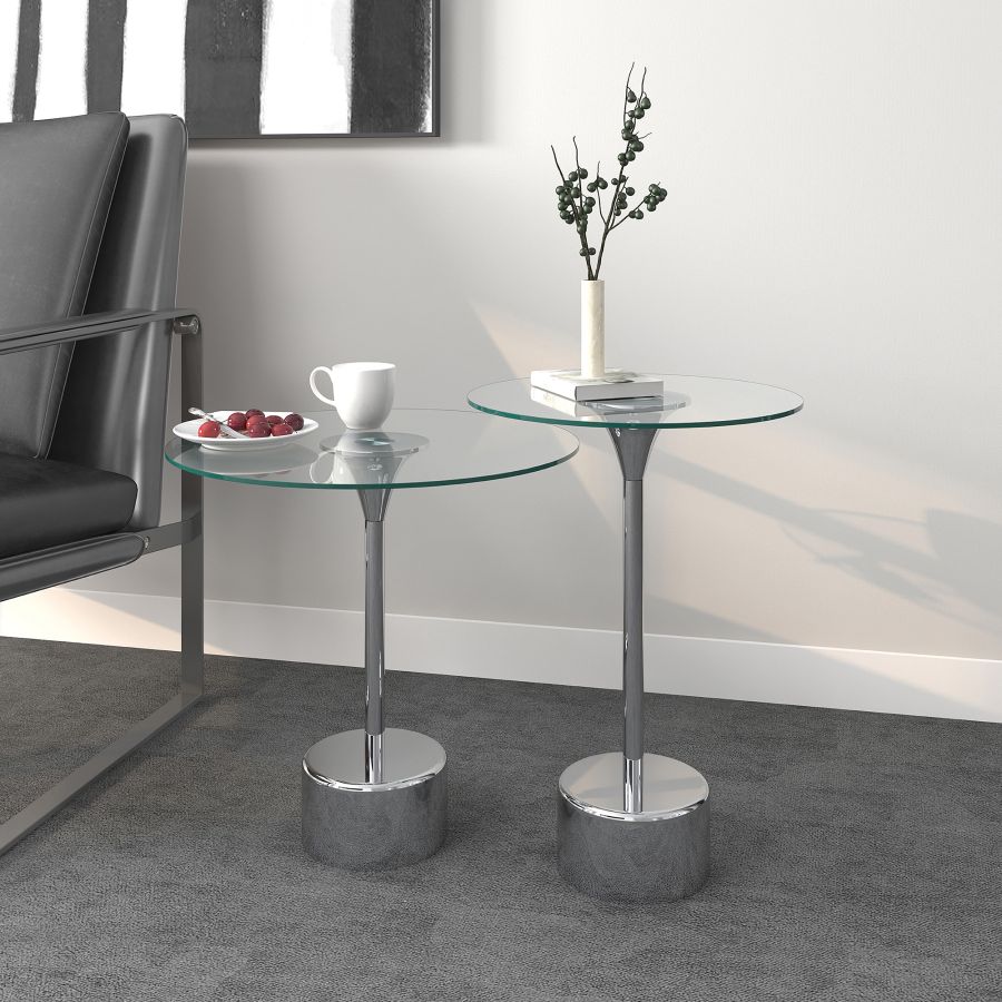 Ensemble de table d'appoint 2 pièces Tulipe en chrome